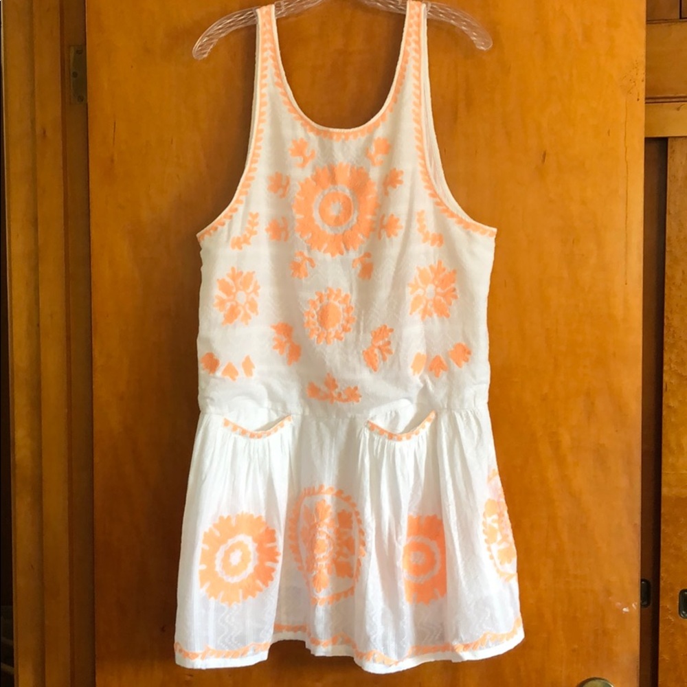FREE PEOPLE Summer Dress or Coverup White + Coral
